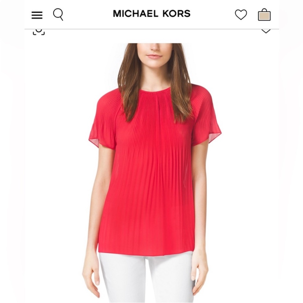 Michael Kors Red Pleated Blouse